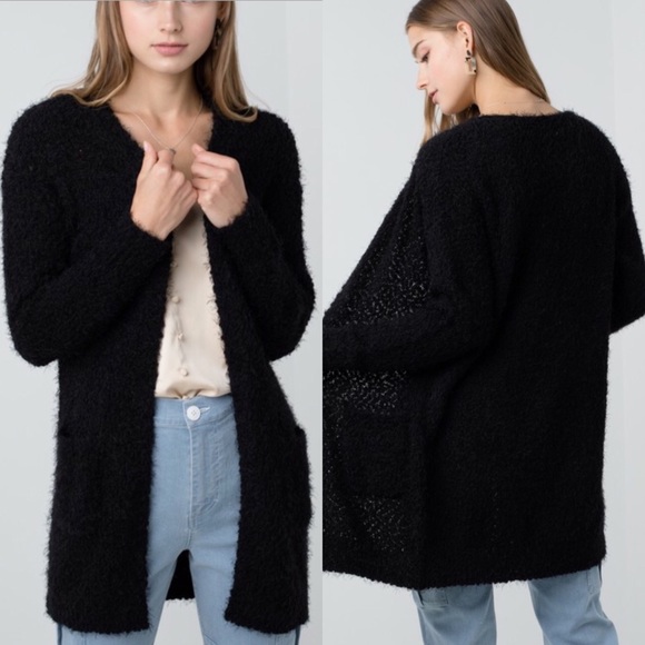 black textured cardigan